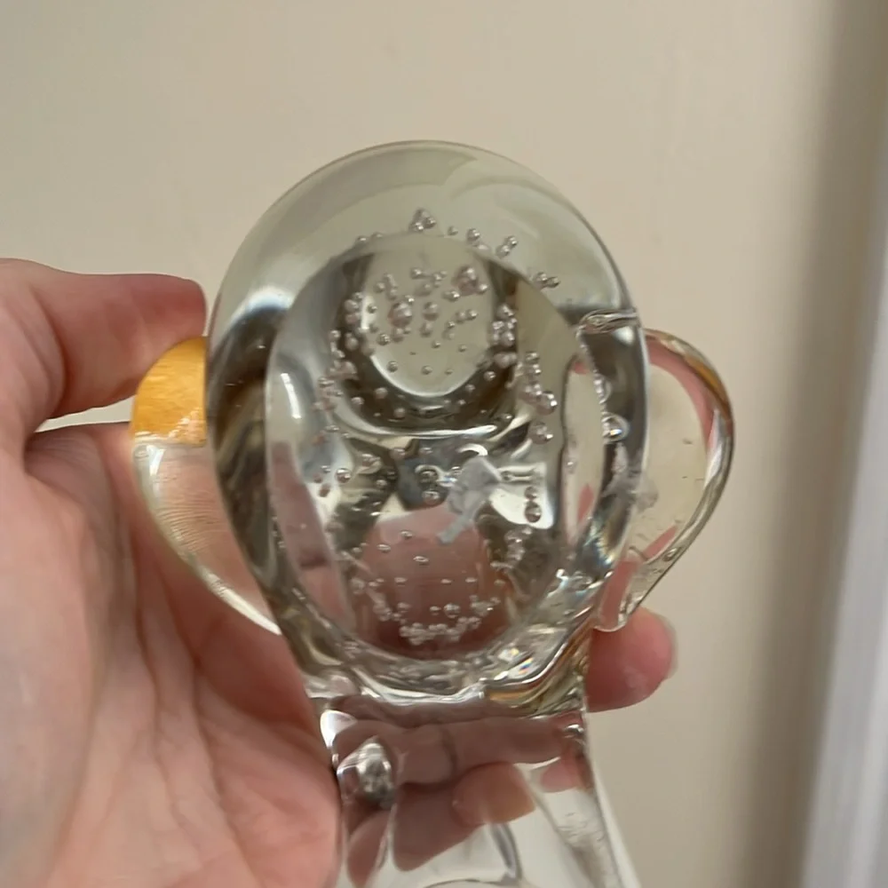 VINTAGE GLASS HAND BLOWN BIRD FIGURINE DECOR PAPER WEIGHT
